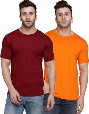 SLOWLORIS Solid Men Round Neck Multicolor T-Shirt