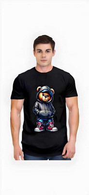 Royal Creations By Rv Graphic Print Men Round Neck Black T-Shirt