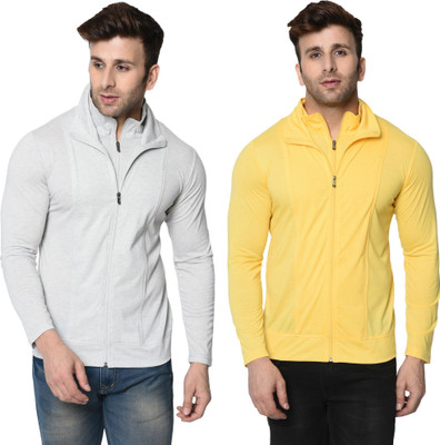 JB Jagoboy Solid Men Turtle Neck Grey, Yellow T-Shirt