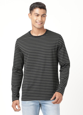 JOCKEY Striped Men Round Neck Black T-Shirt