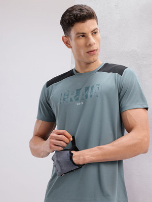 HRX by Hrithik Roshan Colorblock Men Round Neck Grey, Black T-Shirt