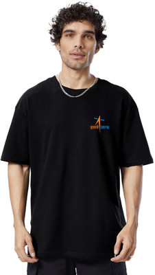 Organic Chics Graphic Print Men Round Neck Black T-Shirt