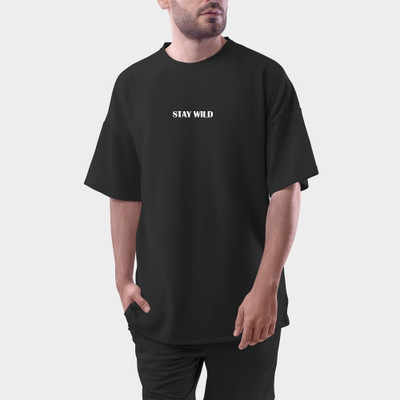The Modern Soul Printed, Self Design Men Round Neck Black T-Shirt