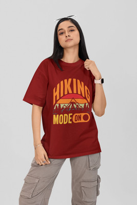 Stylewill Graphic Print Women Round Neck Maroon T-Shirt