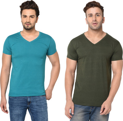 Adorbs Trend Solid Men V Neck Multicolor T-Shirt