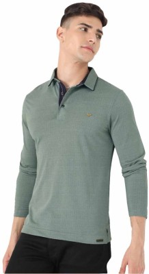 Stellers Solid Men Polo Neck Green T-Shirt