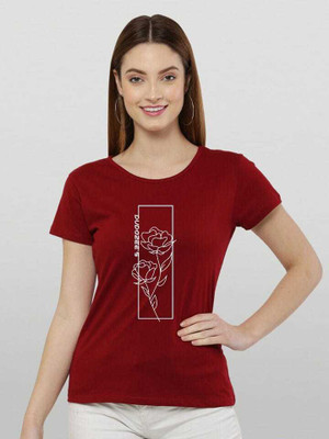 DUDOZEES Graphic Print Women Round Neck Red T-Shirt