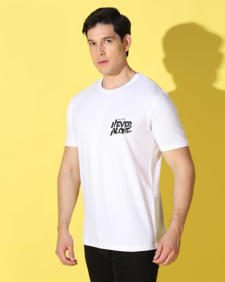 WOOSTRO Self Design Men Round Neck White T-Shirt