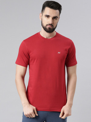 Force NXT Solid Men Round Neck Red T-Shirt