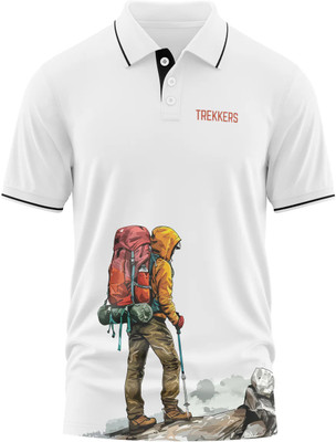 Warriorworld Printed Men Polo Neck White T-Shirt