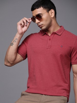 Louis Philippe Sport Solid Men Polo Neck Maroon T-Shirt