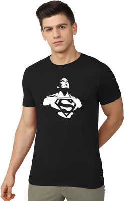 OrrganicChics Superhero Men Round Neck Black T-Shirt