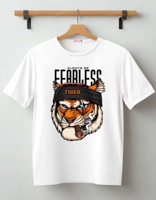 DIBBY Printed Men Round Neck White T-Shirt