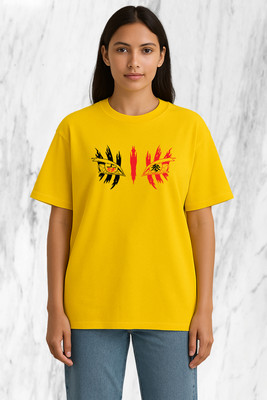 Buddy Collection Solid Women Round Neck Yellow T-Shirt