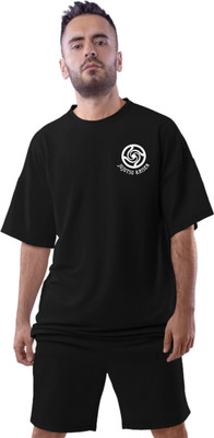 Be Crazyy Graphic Print Men Round Neck Black T-Shirt