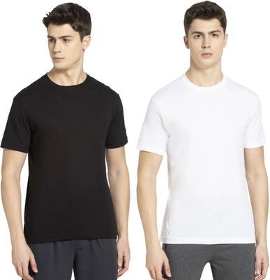 JOCKEY Solid Men Round Neck Black, White T-Shirt