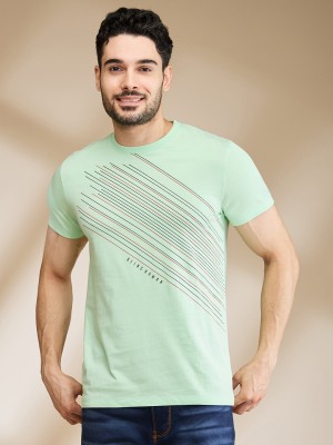 BEING HUMAN Printed Men Crew Neck Light Green T-Shirt