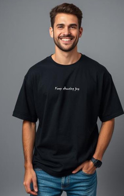 UrGear Typography Men Round Neck Black T-Shirt