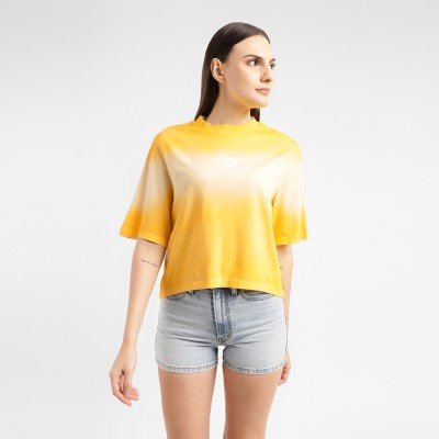 LEVI'S Printed Women Round Neck Yellow T-Shirt