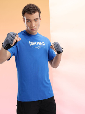 HRX by Hrithik Roshan Printed Men Round Neck Blue T-Shirt