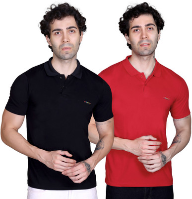 DZANT Solid Men Polo Neck Multicolor T-Shirt