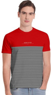 TAB91 Striped Men Round Neck Red T-Shirt