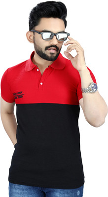 Lonaxa Colorblock Men Polo Neck Red T-Shirt