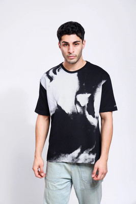 LAYERISM Printed Men Round Neck Black T-Shirt