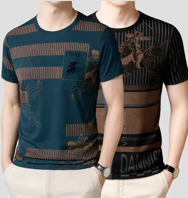 Belive in Yourself Boys Printed Polyester Regular T Shirt(Multicolor, Pack of 2)