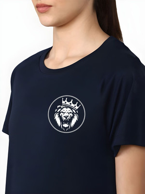 SZN Graphic Print Women Round Neck Dark Blue T-Shirt
