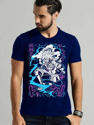 VIKCLIQUE Printed Men Round Neck Blue T-Shirt