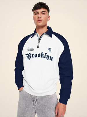 Jump Cuts Printed Men Polo Neck Dark Blue, White T-Shirt
