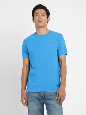 LEVI'S Solid Men Round Neck Blue T-Shirt