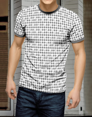 HouseOfCommon Printed Men Round Neck Grey T-Shirt