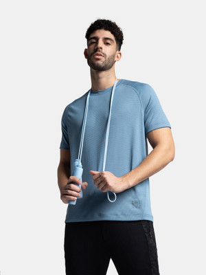 JOCKEY Solid Men Round Neck Blue T-Shirt