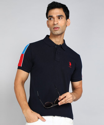 U.S. POLO ASSN. Solid Men Polo Neck Blue T-Shirt