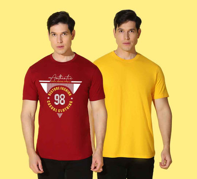 WOOSTRO Graphic Print, Solid Men Round Neck Multicolor T-Shirt