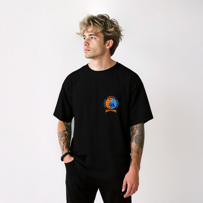Librone Printed Men Round Neck Black T-Shirt