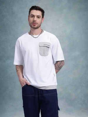 Roadster Solid Men Round Neck White T-Shirt