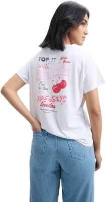 Pepe Jeans Graphic Print Women Round Neck White T-Shirt