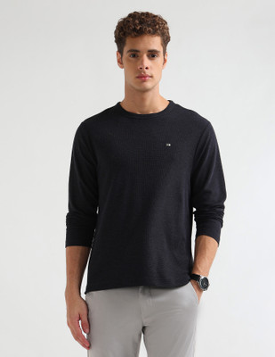 Arrow Sport Solid Men Crew Neck Grey T-Shirt