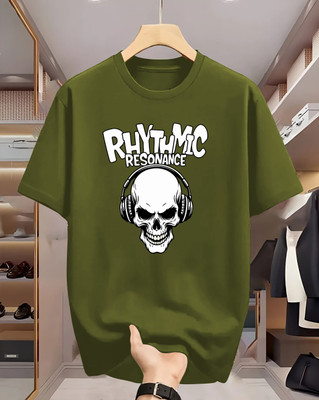 Beaumen Printed Men Round Neck Dark Green T-Shirt