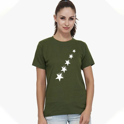 Nilan Tees Wear Printed Women Round Neck Light Green T-Shirt