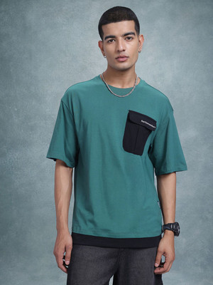 Roadster Solid Men Round Neck Green T-Shirt