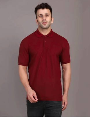 JNM FSHION Solid Men Polo Neck Light Blue T-Shirt