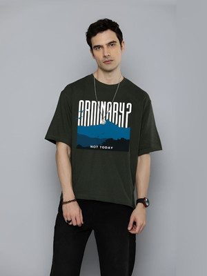 R.Code by The Roadster Life Co. Graphic Print Men Round Neck Dark Green T-Shirt