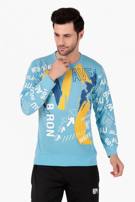 SM SHAYAM CREATION Printed, Typography Men Round Neck Blue T-Shirt