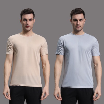 InkTees Solid Men Round Neck Beige, Blue T-Shirt