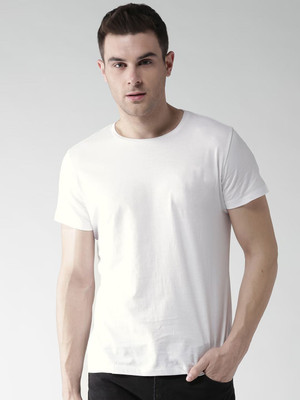 OrrganicChics Solid Men Round Neck White T-Shirt