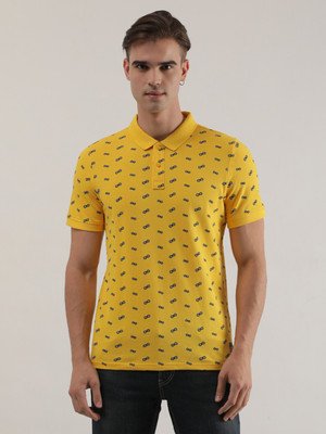LEE Graphic Print Men Polo Neck Yellow T-Shirt